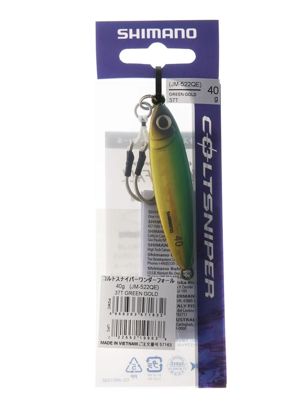 Shimano ColtSniper Wonderfall Micro Jig 66mm 40g Green Gold 3 Shimano ColtSniper Wonderfall Micro Jig 66mm 40g Green Gold