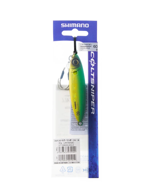 Shimano ColtSniper Wonderfall Jig 77mm 60g Green Gold 3 Shimano ColtSniper Wonderfall Jig 77mm 60g Green Gold